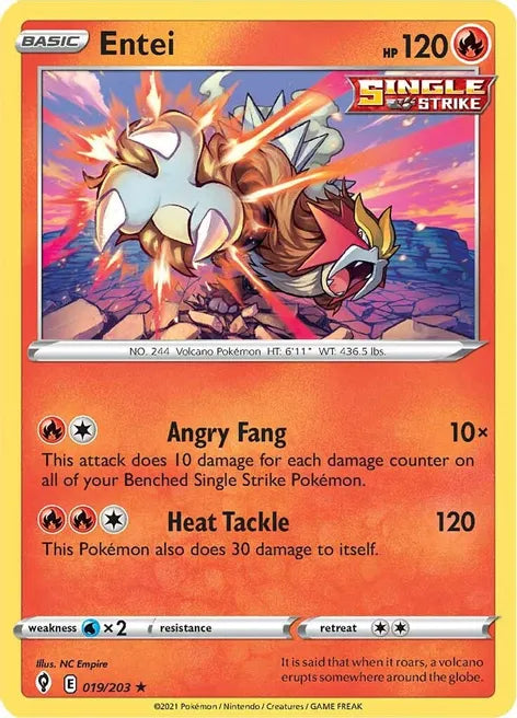 Pokemon TCG - EVOLVING SKIES - 019/203 - ENTEI - Reverse Holo - Rare