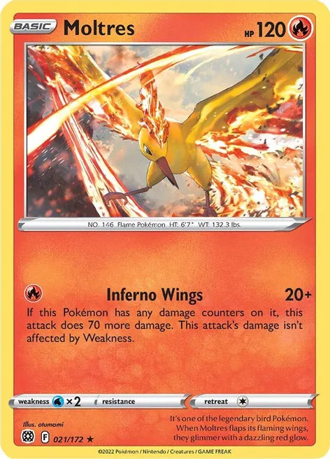 Pokemon TCG - BRILLIANT STARS - 021/172 - MOLTRES - Holographic - Rare