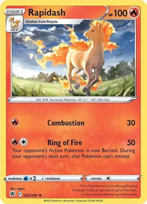 Pokemon TCG - RAPIDASH - 22/189 - ASTRAL RADIANCE - RARE