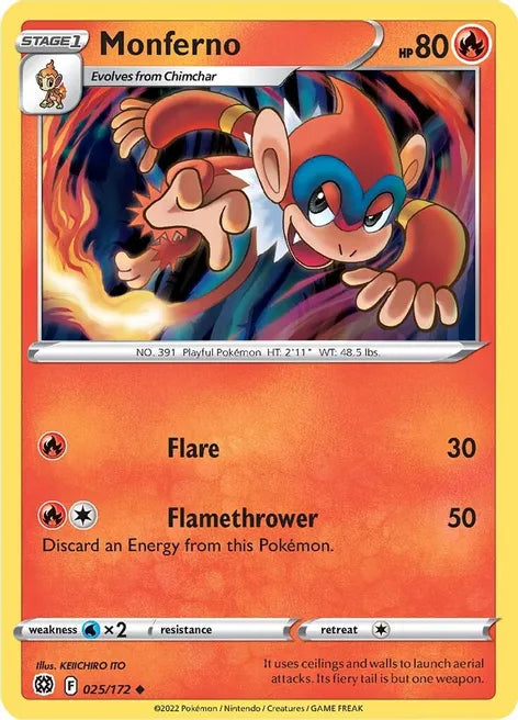 Pokemon TCG - BRILLIANT STARS - 025/172 - MONFERNO - Reverse Holo - Uncommon