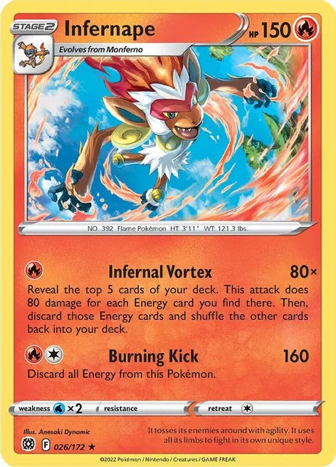 Pokemon TCG - BRILLIANT STARS - 026/172 - INFERNAPE - Reverse Holo - Rare