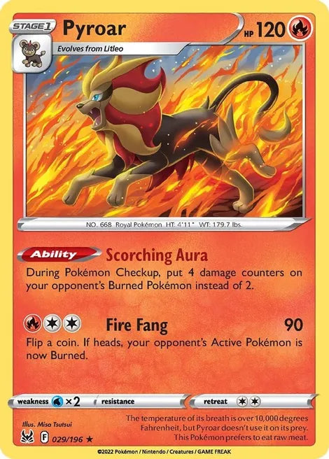 Pokemon TCG - LOST ORIGIN - 029/196 - PYROAR - Holographic - Rare