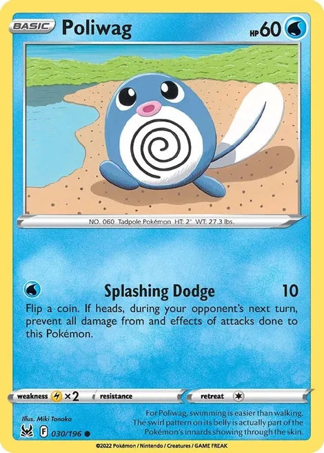 Pokemon TCG - LOST ORIGIN - 030/196 - POLIWAG - Reverse Holo - Common