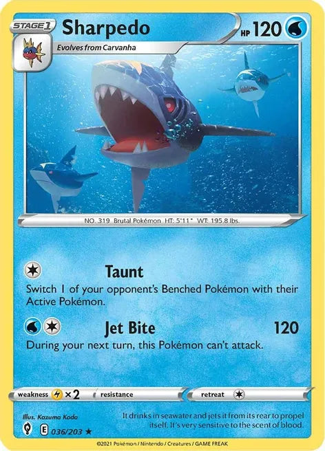 Pokemon TCG - EVOLVING SKIES - 036/203 - SHARPEDO - Rare