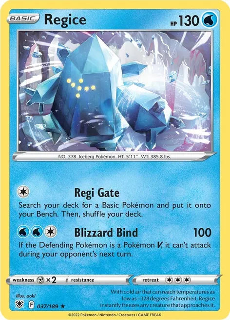 Pokémon TCG - REGICE - 37/189 - ASTRAL RADIANCE - RARE