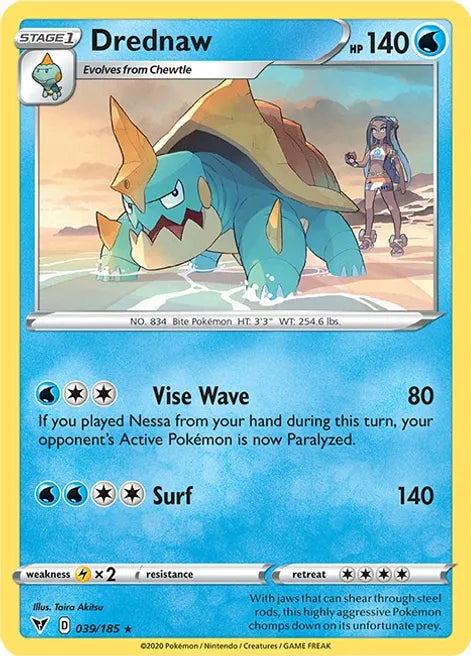 Pokemon TCG - VIVID VOLTAGE - 039/185 - DREDNAW - Rare