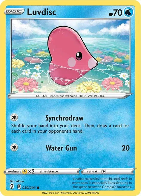 Pokemon TCG - EVOLVING SKIES - 039/203 - LUVDISC - Reverse Holo - Common