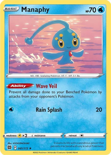 Pokemon TCG - BRILLIANT STARS - 041/172 - MANAPHY - Reverse Holo - Rare