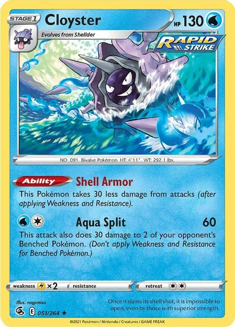 Pokemon TCG - FUSION STRIKE - 051/264 - CLOYSTER - Rare