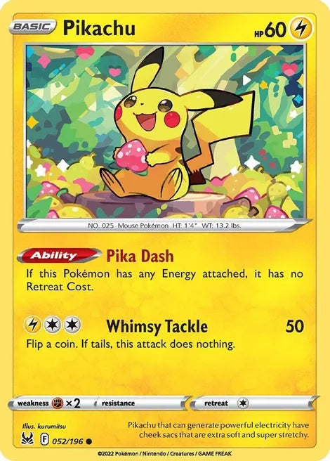 Pokemon TCG - LOST ORIGIN - 052/196 - PIKACHU - Common