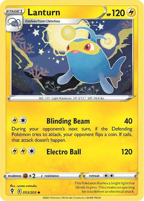 Pokemon TCG - EVOLVING SKIES - 053/203 - LANTURN - Uncommon