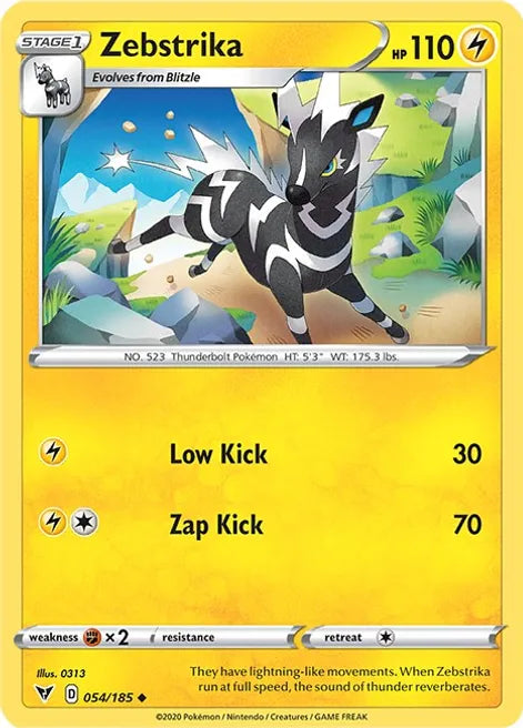 Pokemon TCG - VIVID VOLTAGE - 054/185 - ZEBSTRIKA - Uncommon