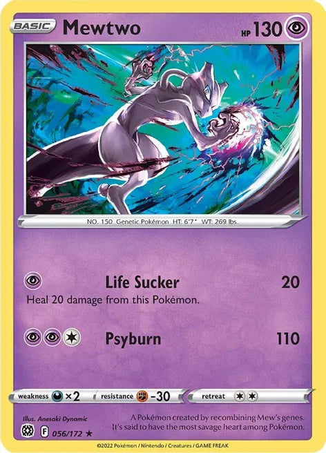 Pokemon TCG - BRILLIANT STARS - 056/172 - MEWTWO - Reverse Holo - Rare