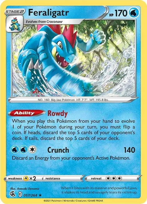 Pokemon TCG - FUSION STRIKE - 057/264 - FERALIGATR - Holographic - Rare