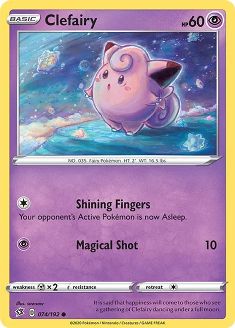 Pokemon TCG - REBEL CLASH - 074/192 - CLEFAIRY - Reverse Holo - Common