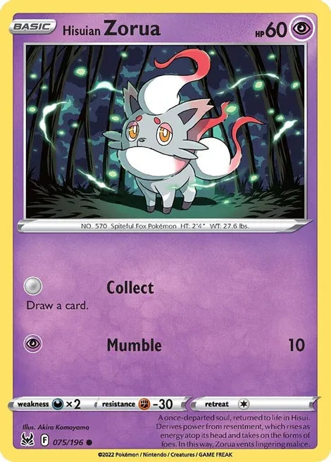 Pokemon TCG - LOST ORIGIN - 075/196 - HISUIAN ZORUA - Common