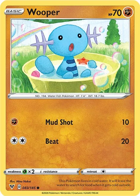 Pokemon TCG - VIVID VOLTAGE - 083/185 - WOOPER - Reverse Holo - Common