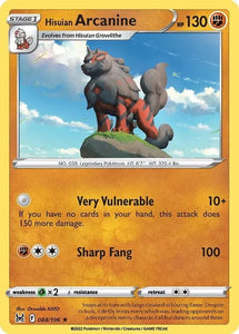 Pokemon TCG - LOST ORIGIN - 084/196 - HISUIAN ARCANINE - Holographic - Rare