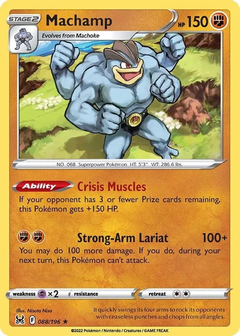 Pokemon TCG - LOST ORIGIN - 088/196 - MACHAMP - Holographic - Rare