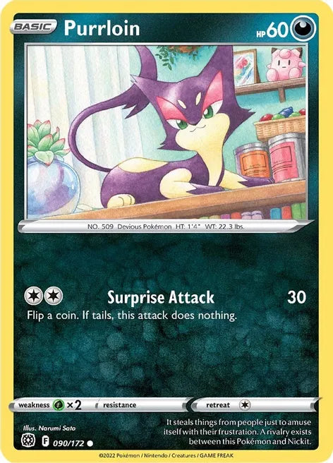 Pokemon TCG - BRILLIANT STARS - 090/172 - PURRLOIN - Common