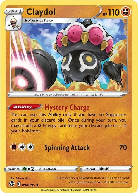 Pokemon TCG - SILVER TEMPEST - 094/195 - CLAYDOL - Uncommon