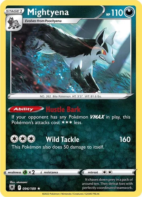 Pokemon TCG - MIGHTYENA - REVERSE HOLO - 96/189 - ASTRAL RADIANCE - RARE