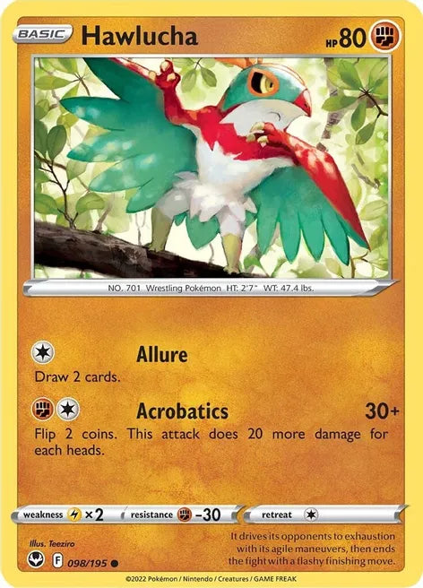 Pokemon TCG - SILVER TEMPEST - 098/195 - HAWLUCHA - Common