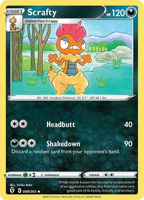 Pokemon TCG - EVOLVING SKIES - 099/203 - SCRAFTY - Uncommon