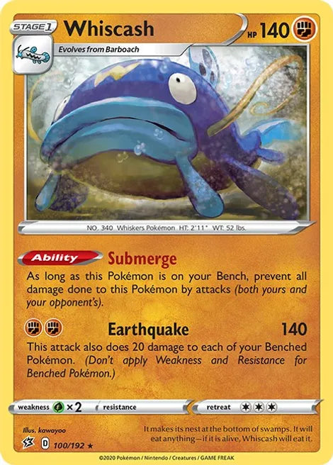 Pokemon TCG - REBEL CLASH - 100/192 - WHISCASH - Rare