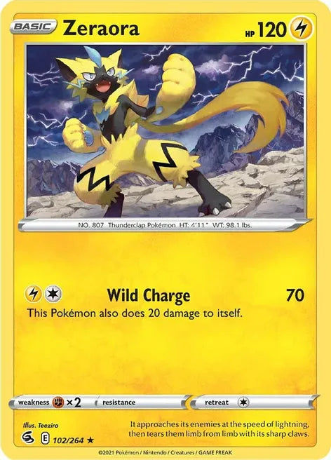 Pokemon TCG - FUSION STRIKE - 102/264 - ZERAORA - Rare