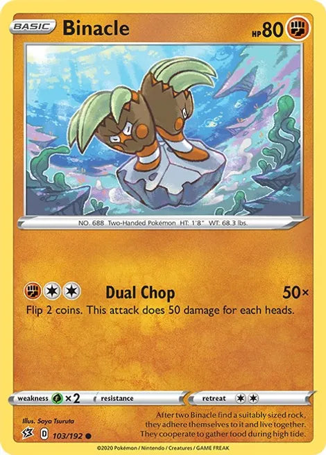 Pokemon TCG - REBEL CLASH - 103/192 - BINACLE - Common