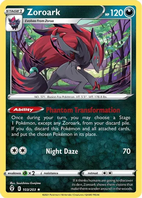 Pokemon TCG - EVOLVING SKIES - 103/203 - ZOROARK - Reverse Holo - Rare