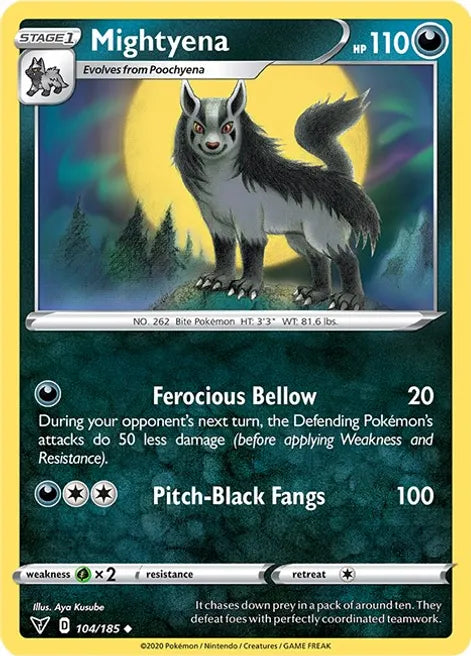 Pokemon TCG - MIGHTYENA - VIVID VOLTAGE - 104/185 - MIGHTYENA - Reverse Holo - Uncommon