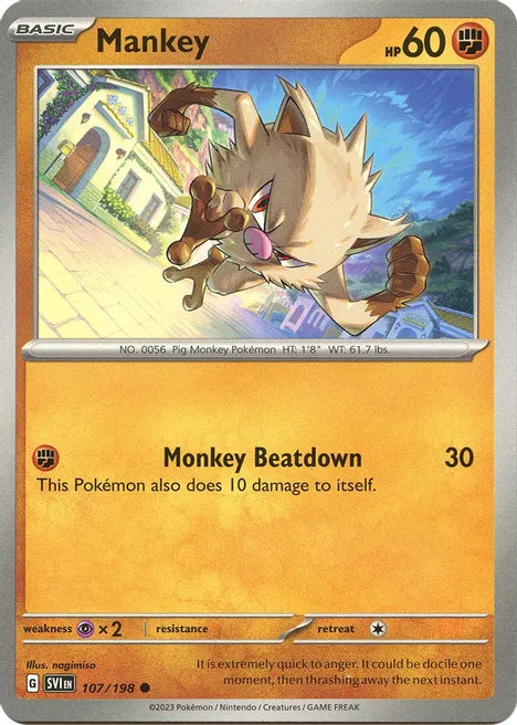 Pokemon TCG - SCARLET & VIOLET - 107/198 - MANKEY - Common