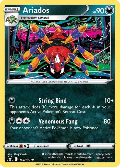 Pokemon TCG - LOST ORIGIN - 113/196 - ARIADOS - Reverse Holo - Rare