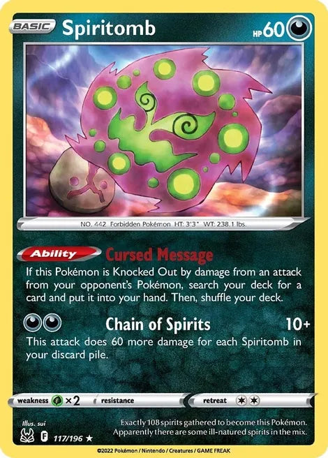 Pokemon TCG - LOST ORIGIN - 117/196 - SPIRITOMB - Rare