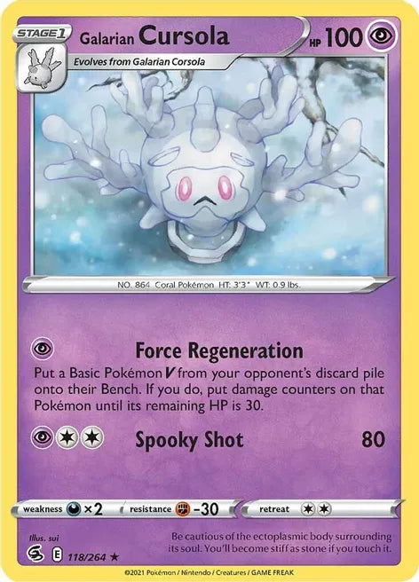 Pokemon TCG - FUSION STRIKE -118/264 - GALARIAN CURSOLA - Rare