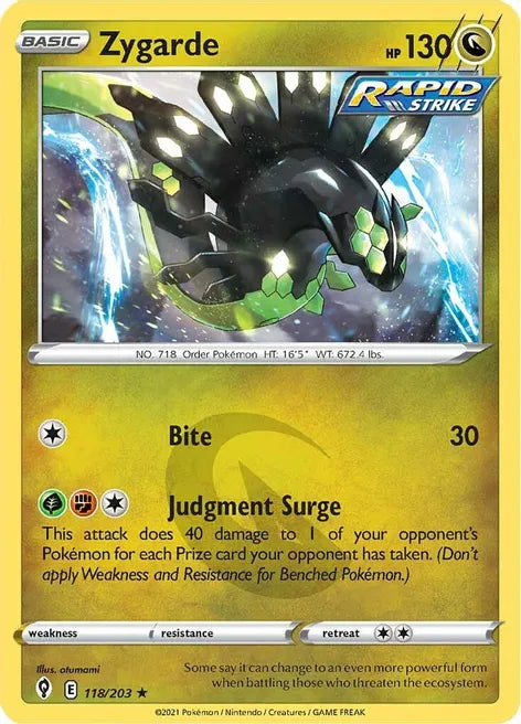 Pokemon TCG - EVOLVING SKIES - 118/203 - ZYGARDE - Reverse Holo - Rare