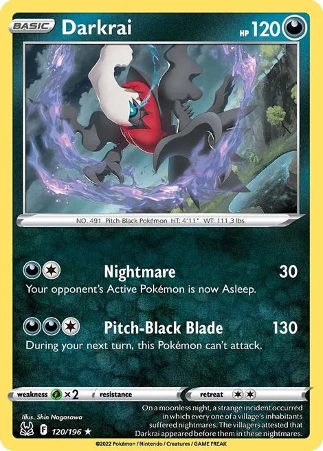 Pokemon TCG - LOST ORIGIN - 120/196 - DARKRAI - Reverse Holo - Rare