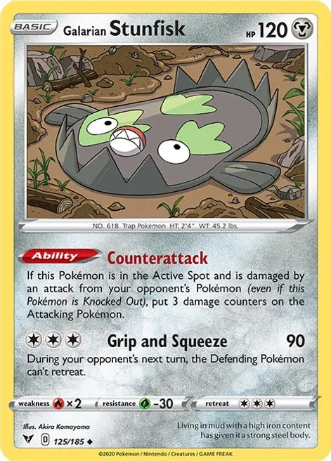 Pokemon TCG - VIVID VOLTAGE - 125/185 - GALARIAN STUNFISK - Uncommon