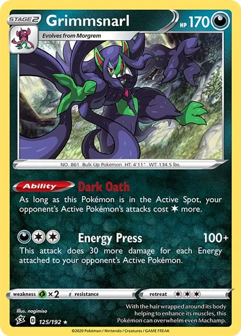 Pokemon TCG - REBEL CLASH - 125/192 - GRIMMSNARL - Rare