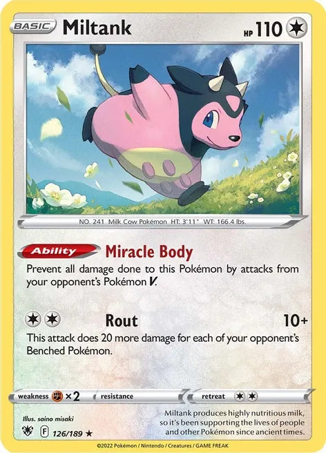 Pokemon TCG - MILTANK - HOLOGRAPHIC - 126/189 - ASTRAL RADIANCE - RARE