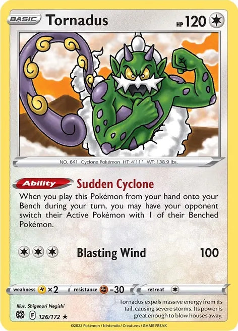 Pokemon TCG - BRILLIANT STARS - 126/172 - TORNADUS - Reverse Holo - Rare