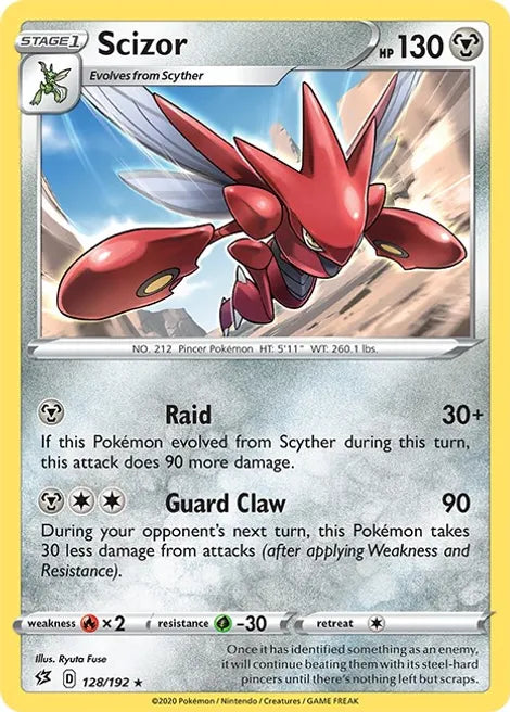 Pokemon TCG - REBEL CLASH - 128/192 - SCIZOR - Rare