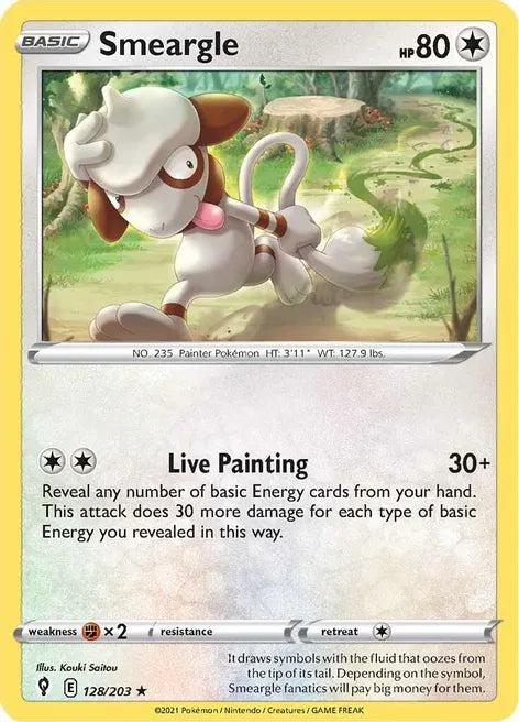 Pokemon TCG - EVOLVING SKIES - 128/203 - SMEARGLE - Rare