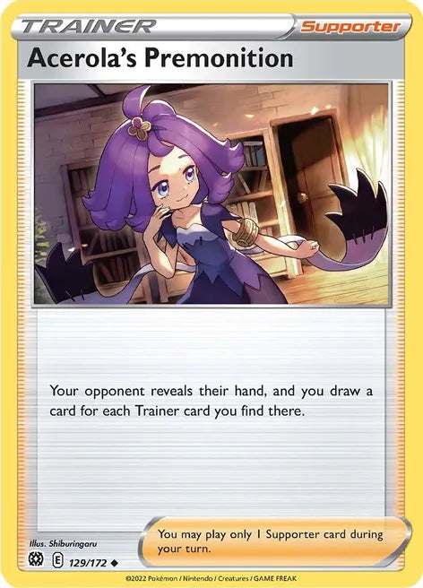 Pokemon TCG - BRILLIANT STARS - 129/172 - ACEROLA`S PREMONITION - Trainer