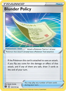 Pokemon TCG - BRILLIANT STARS - 131/172 - BLUNDER POLICY - Reverse Holo - Trainer