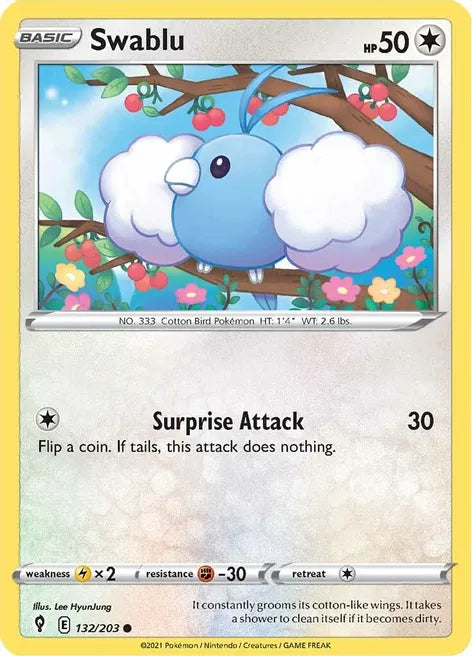 Pokemon TCG - EVOLVING SKIES - 132/203 - SWABLU - Common