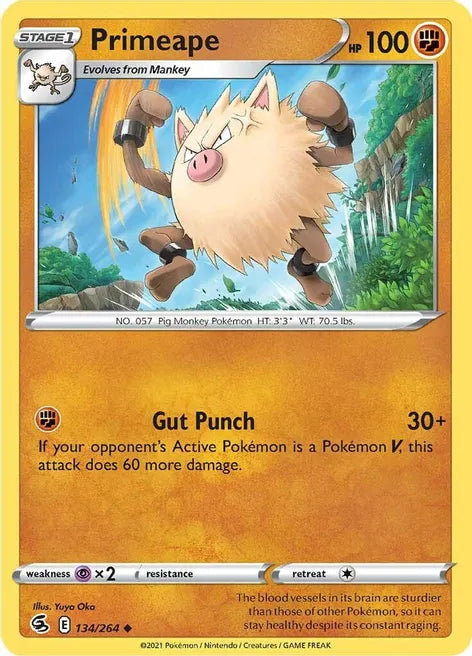 Pokemon TCG - FUSION STRIKE - 134/264 - PRIMEAPE - Uncommon