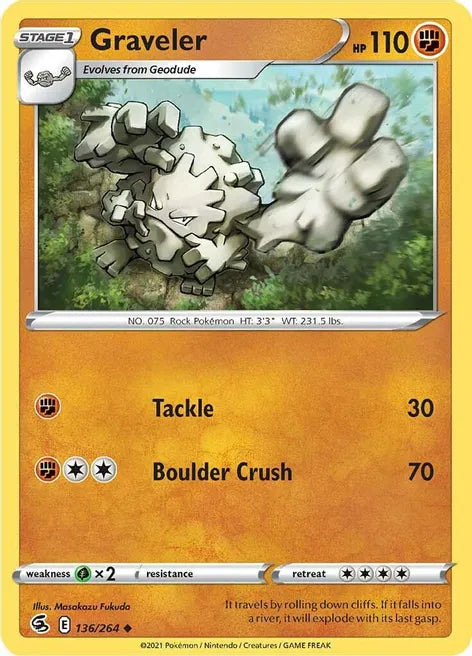 Pokemon TCG - FUSION STRIKE - 136/264 - GRAVELER - Uncommon